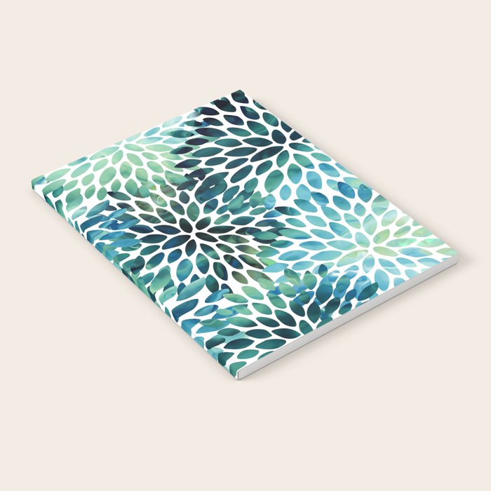 Floral Watercolor, Navy, Blue Teal, Abstract Watercolor Notebook Gallery Image 2