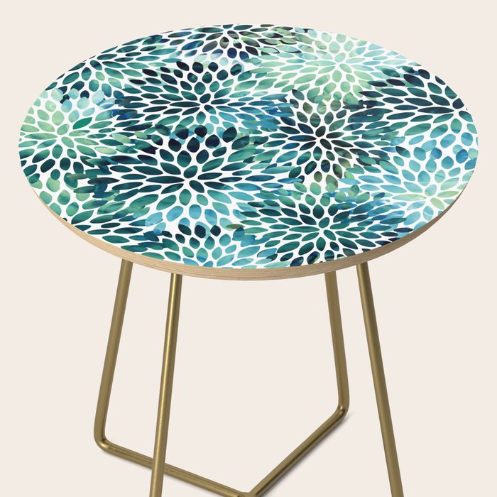 Floral Watercolor, Navy, Blue Teal, Abstract Watercolor Side Table Gallery Image 2