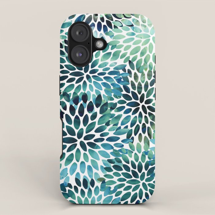 Floral Watercolor, Navy, Blue Teal, Abstract Watercolor iPhone Case Gallery Image 1