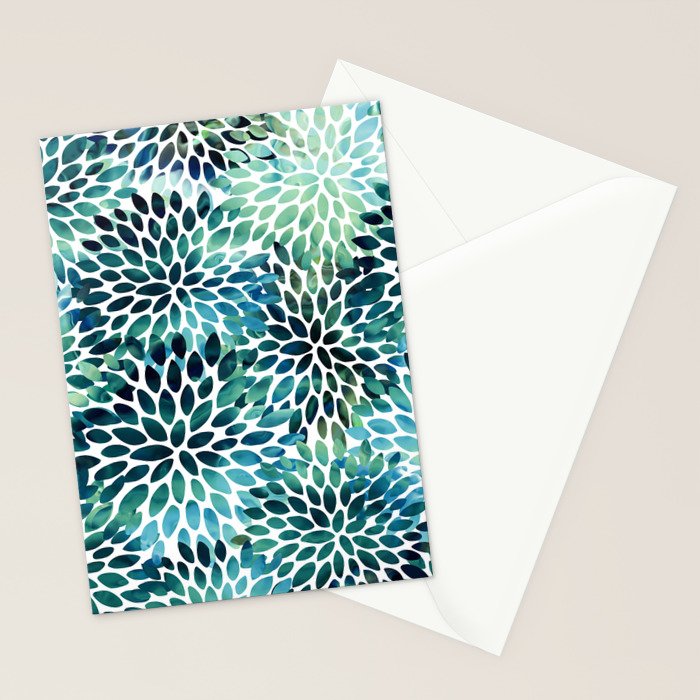 Floral Watercolor, Navy, Blue Teal, Abstract Watercolor Stationery Card Gallery Image 2