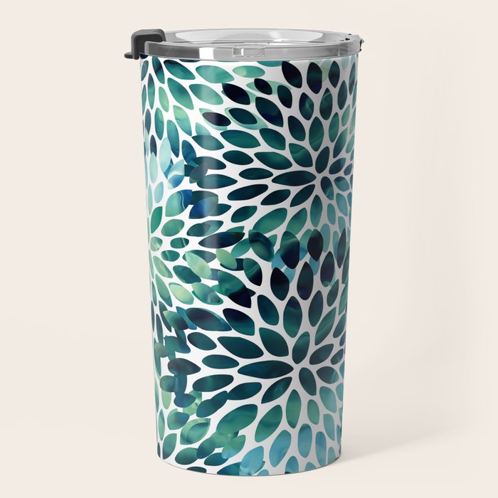 Floral Watercolor, Navy, Blue Teal, Abstract Watercolor Travel Mug Gallery Image 3