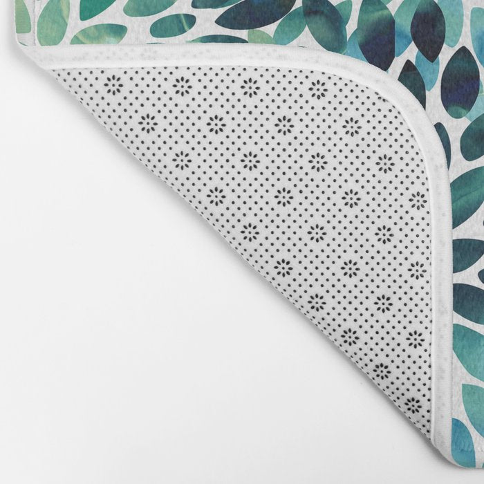 Floral Watercolor, Navy, Blue Teal, Abstract Watercolor Bath Mat Gallery Image 2