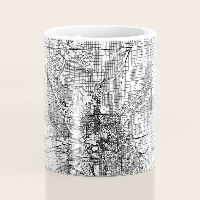 Indianapolis White Map Coffee Mug Gallery Image 4