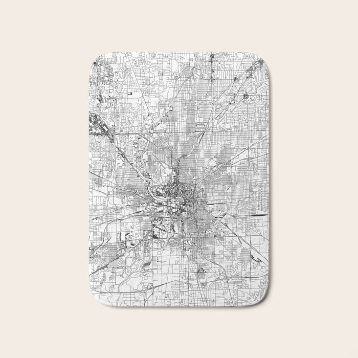Indianapolis White Map Bath Mat Gallery Image 1