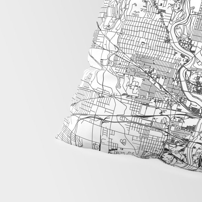 Indianapolis White Map Pillow Sham Gallery Image 4