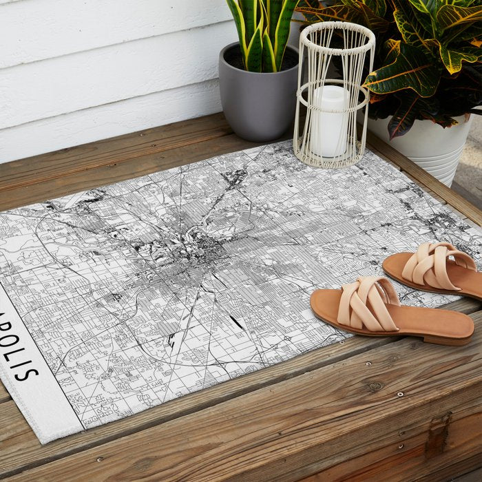 Indianapolis White Map Outdoor Rug Gallery Image 2