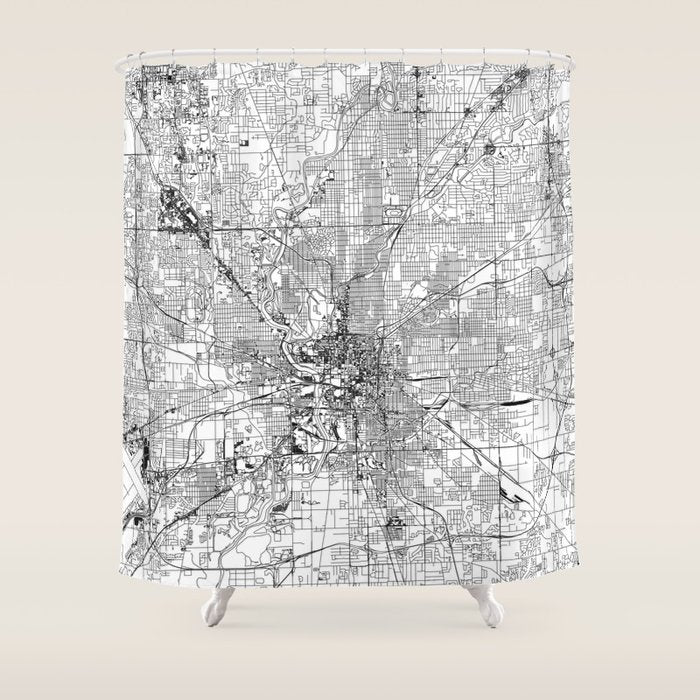Indianapolis White Map Shower Curtain Gallery Image 1