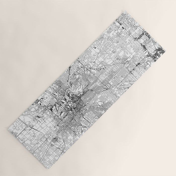 Indianapolis White Map Yoga Mat Gallery Image 1
