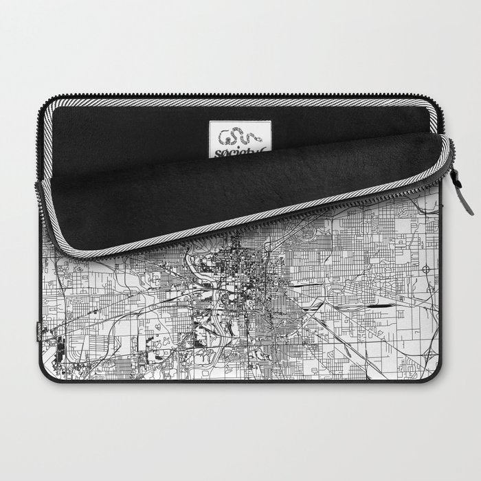 Indianapolis White Map Laptop Sleeve Gallery Image 2