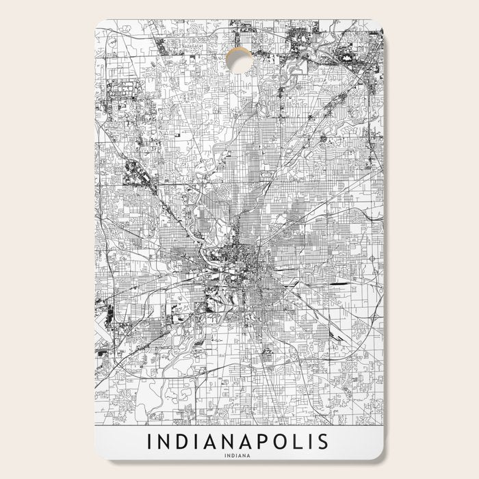 Indianapolis White Map Cutting Board Gallery Image 1