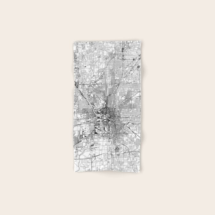 Indianapolis White Map Bath Towel Gallery Image 1
