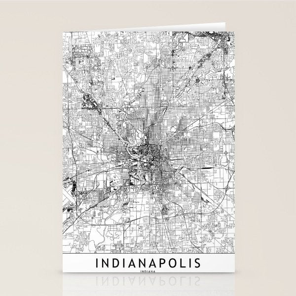 Indianapolis White Map Stationery Card Gallery Image 1