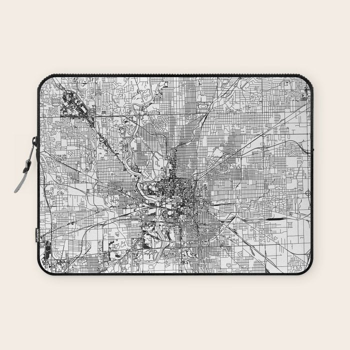 Indianapolis White Map Laptop Sleeve Gallery Image 1