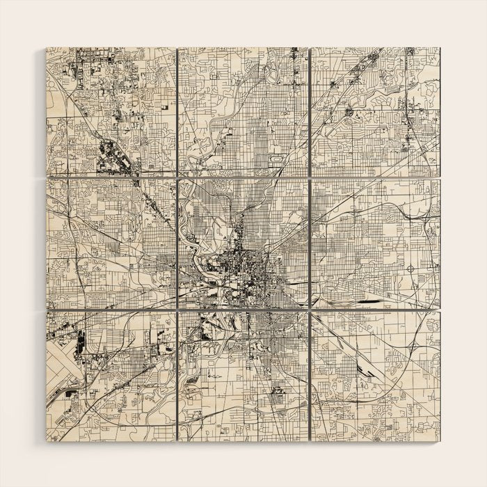 Indianapolis White Map Wood Wall Art Gallery Image 1