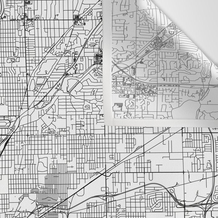 Indianapolis White Map Wall Tapestry Gallery Image 3