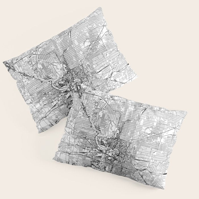 Indianapolis White Map Pillow Sham Gallery Image 3