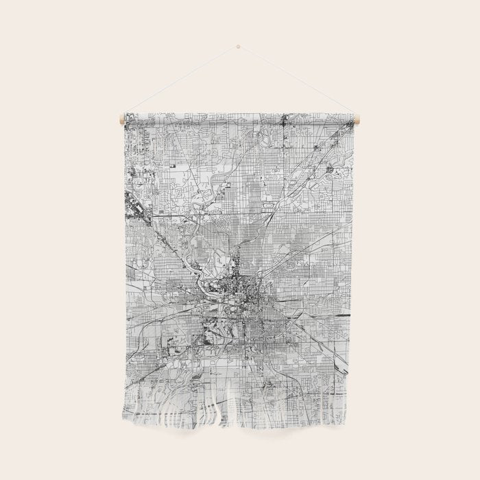 Indianapolis White Map Wall Hanging Gallery Image 1
