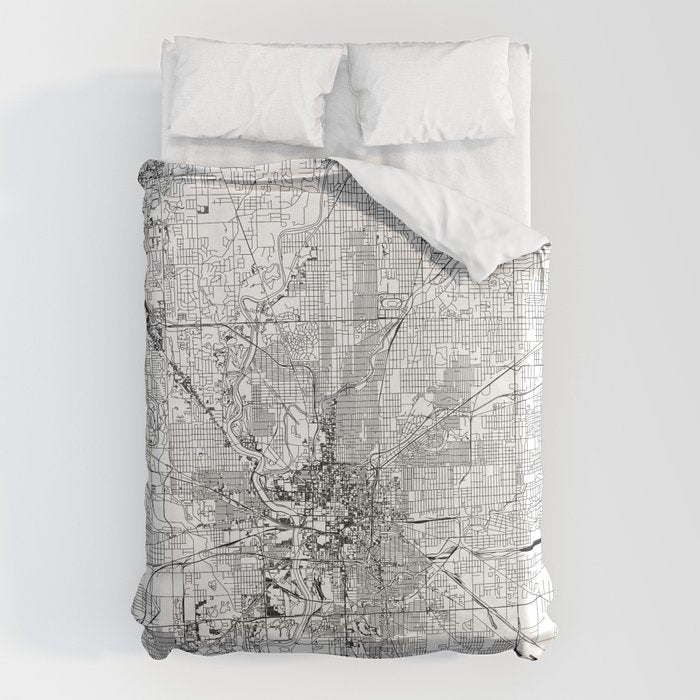 Indianapolis White Map Duvet Cover Gallery Image 6