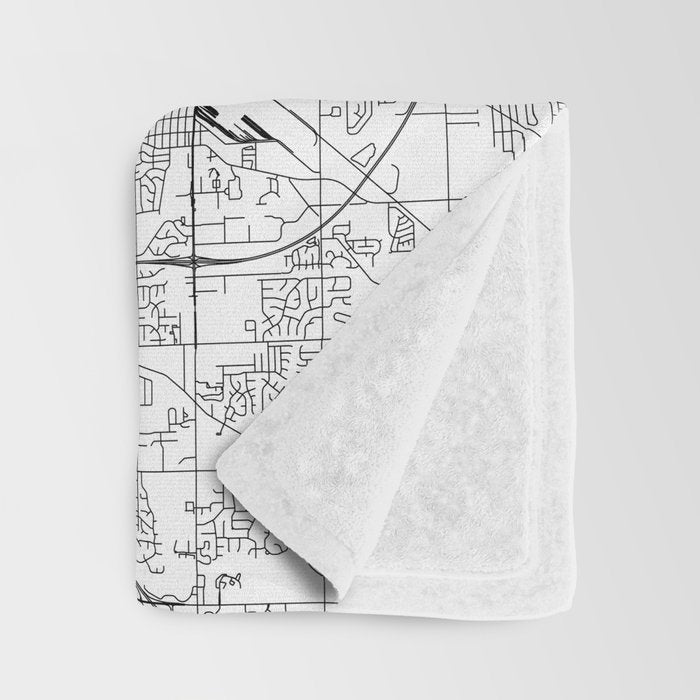 Indianapolis White Map Throw Blanket Gallery Image 3