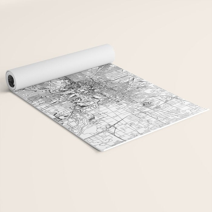 Indianapolis White Map Yoga Mat Gallery Image 2