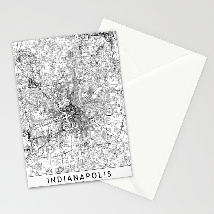 Indianapolis White Map Stationery Card Gallery Image 2