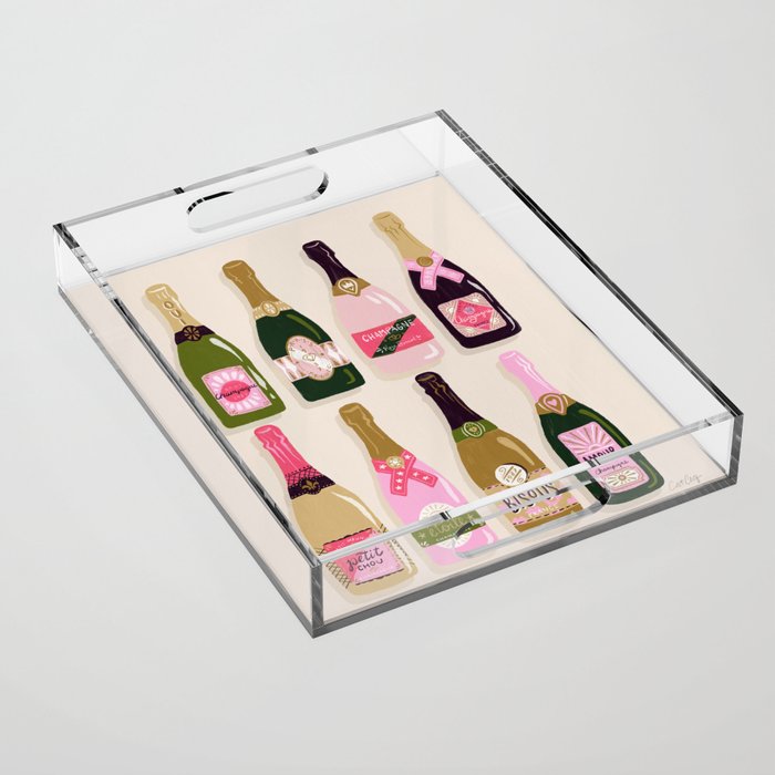 French Champagne Collection â Pink & Green Acrylic Tray Gallery Image 1