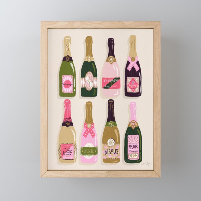 French Champagne Collection - Pink & Green Mini Art Print Gallery Image 1