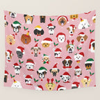 Christmas Dog Pattern Illustration Wall Tapestry Gallery Image 4