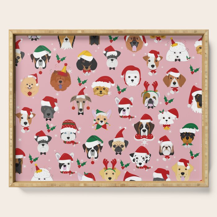 Christmas Dog Pattern Illustration Serving Tray Gallery Image 1