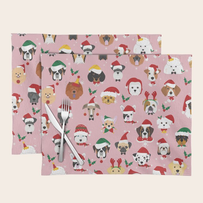 Christmas Dog Pattern Illustration Placemat Gallery Image 1
