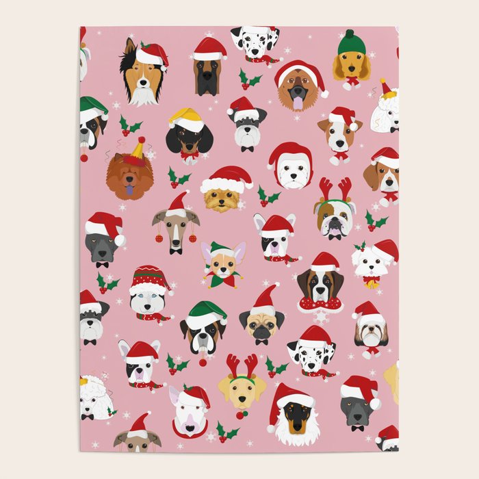 Christmas Dog Pattern Illustration Poster Gallery Image 1