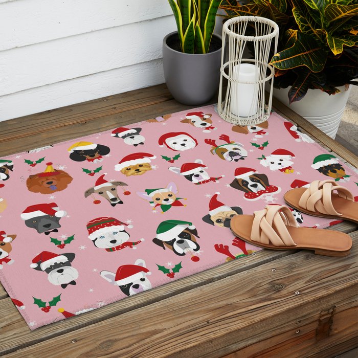 Christmas Dog Pattern Illustration Outdoor Rug Gallery Image 2