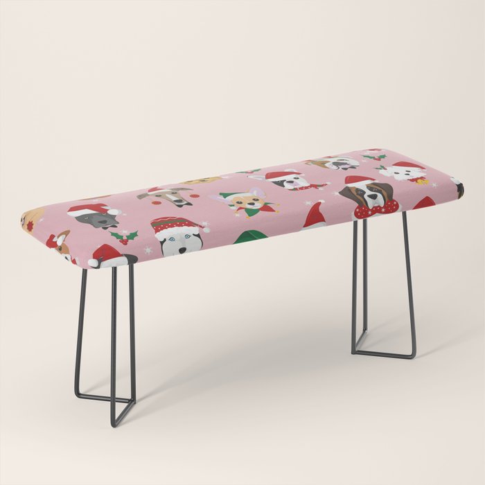 Christmas Dog Pattern Illustration Bench Gallery Image 1