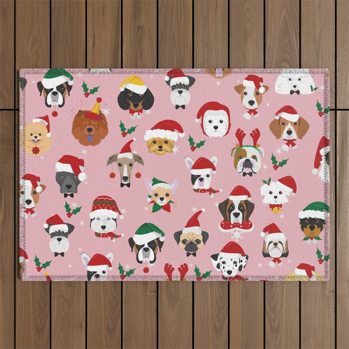 Christmas Dog Pattern Illustration Outdoor Rug Gallery Image 1
