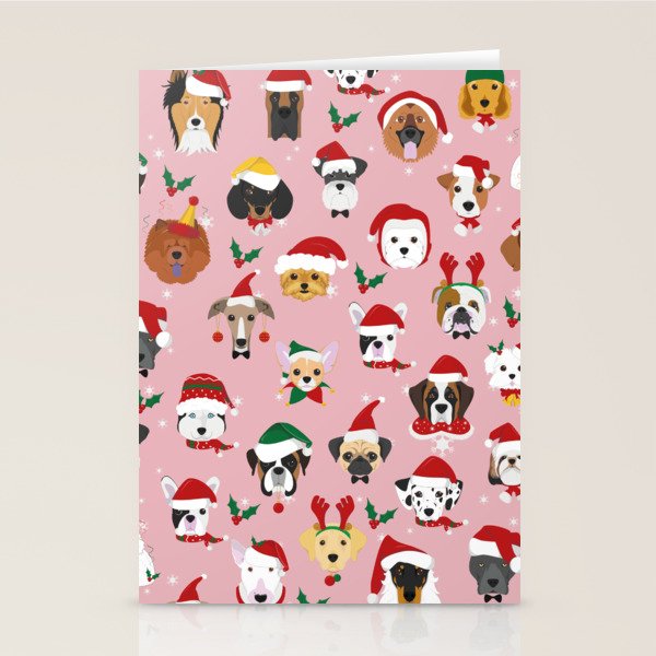 Christmas Dog Pattern Illustration Stationery Card Gallery Image 1