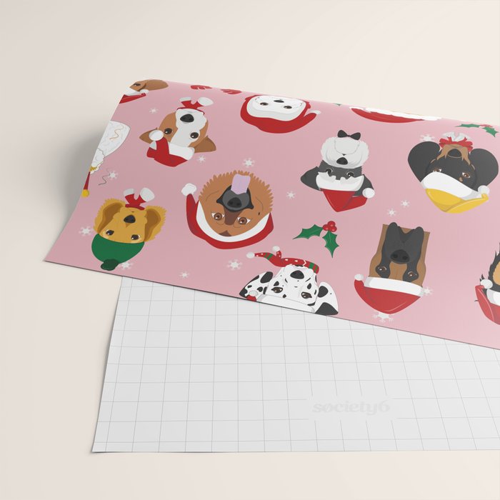 Christmas Dog Pattern Illustration Wrapping Paper Gallery Image 2