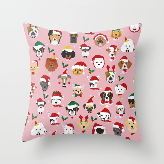 Christmas Dog Pattern Illustration Throw Pillow Gallery Image 6