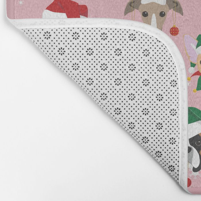 Christmas Dog Pattern Illustration Bath Mat Gallery Image 2