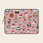 Christmas Dog Pattern Illustration Laptop Sleeve Gallery Image 1