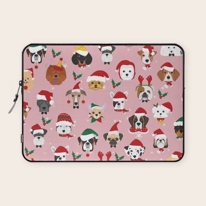 Christmas Dog Pattern Illustration Laptop Sleeve Gallery Image 1