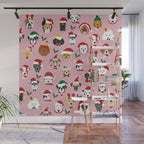 Christmas Dog Pattern Illustration Wall Mural Gallery Image 1