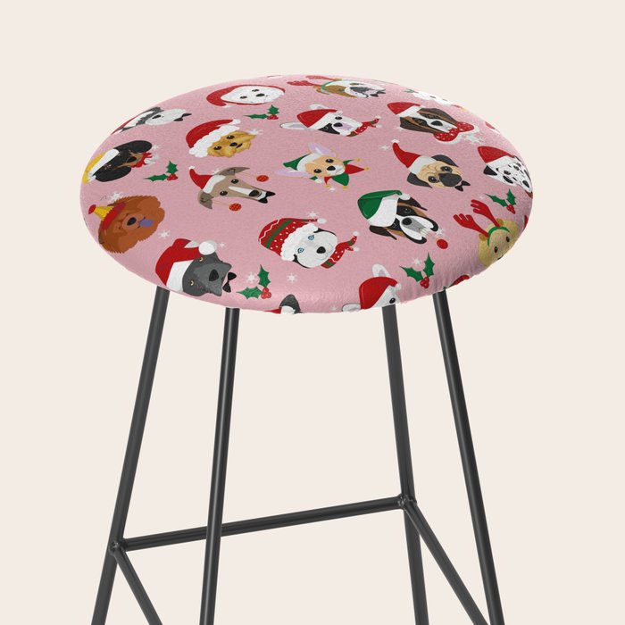 Christmas Dog Pattern Illustration Stool Gallery Image 2