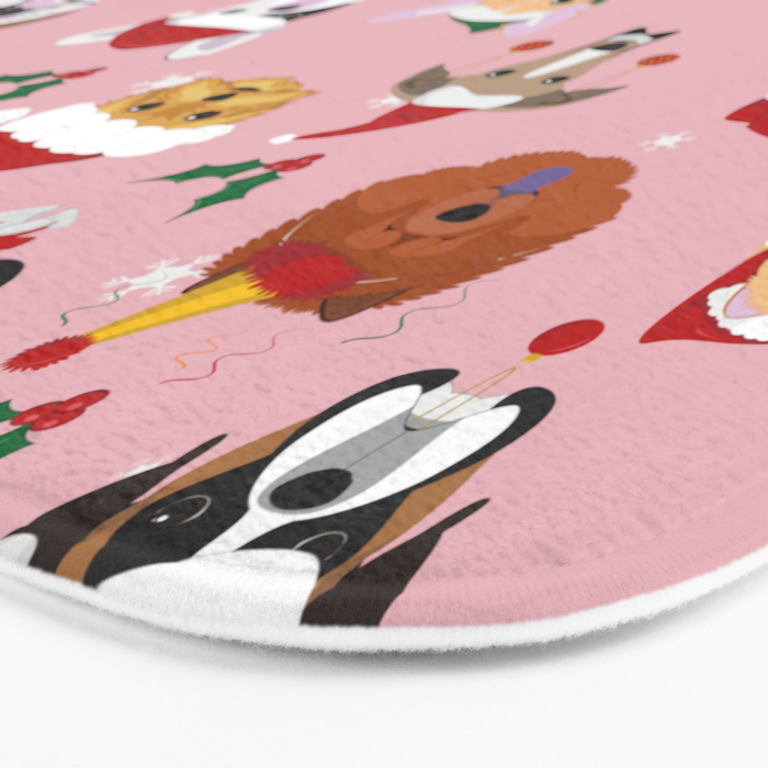 Christmas Dog Pattern Illustration Bath Mat Gallery Image 3