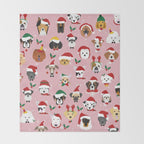 Christmas Dog Pattern Illustration Throw Blanket Gallery Image 2