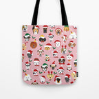 Christmas Dog Pattern Illustration Tote Bag Gallery Image 1