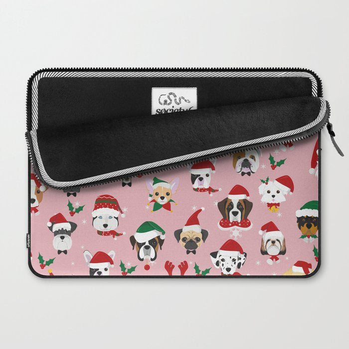 Christmas Dog Pattern Illustration Laptop Sleeve Gallery Image 2