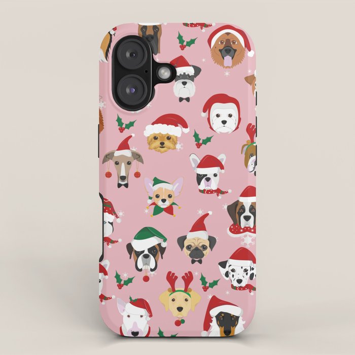 Christmas Dog Pattern Illustration iPhone Case Gallery Image 1