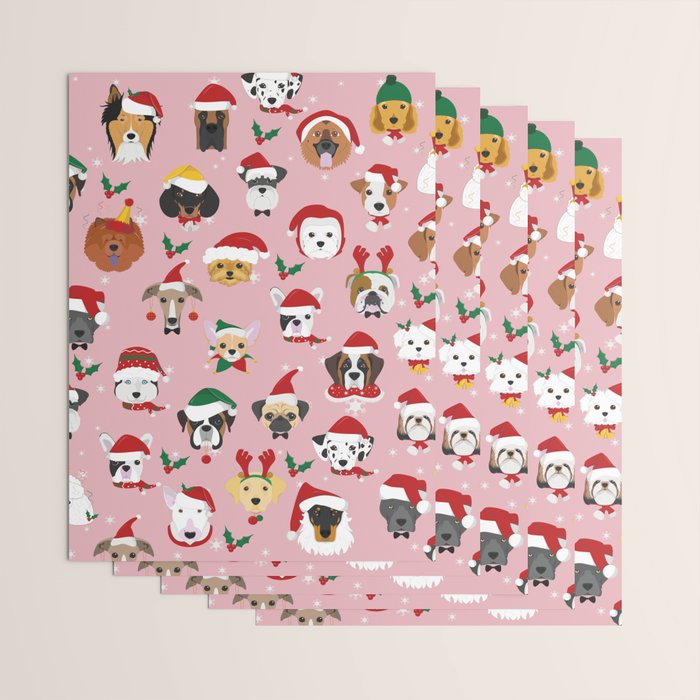 Christmas Dog Pattern Illustration Wrapping Paper Gallery Image 3