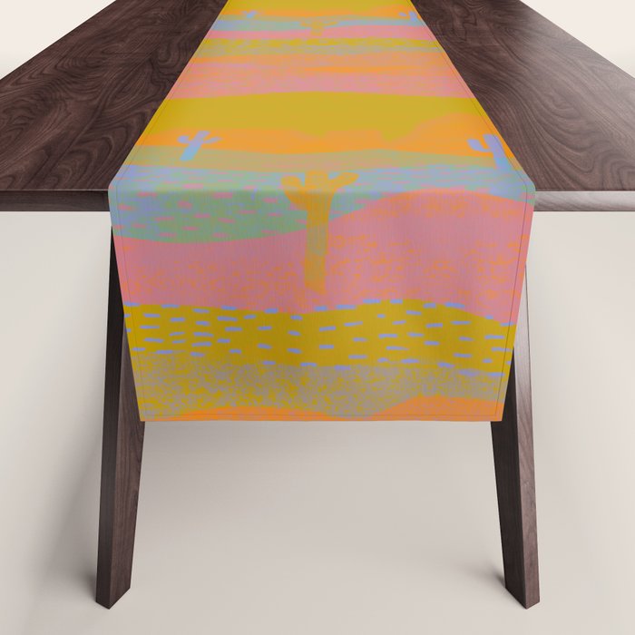 Vintage Western Desert Landscape in Dusty Neon Table Runner Gallery Image 1