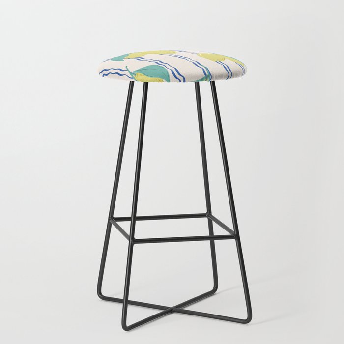 Lemons with Wavy Stripe Stool Gallery Image 1